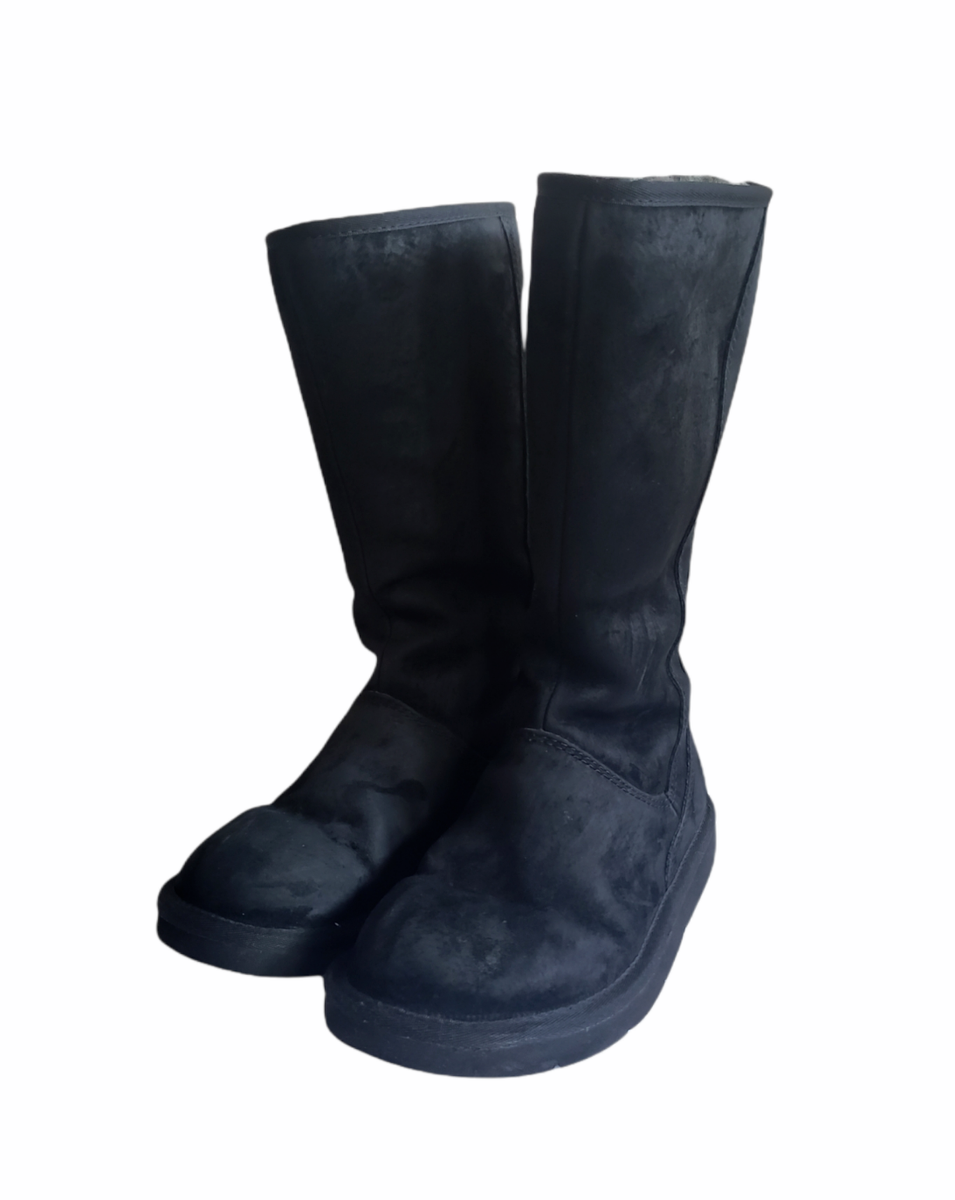 UGG Australia 5119 Knightsbridge Tall Black Sheepskin Zippered Boots Womens  Sz
