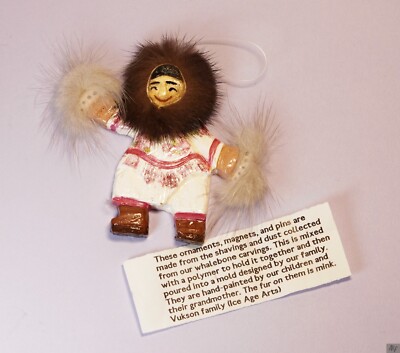 Ice Age Arts Vukson Family Native American Eskimo Ornament Hand Painted Vintage