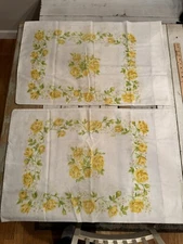 Vintage Pillowcase Set 2 Retro 60s 70s Floral Yellow Green Lady Pepperell