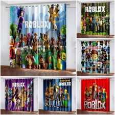 Kids Roblox Game Pair Thick Blackout Window Curtain Thermal Ring Top Eyelet GifT