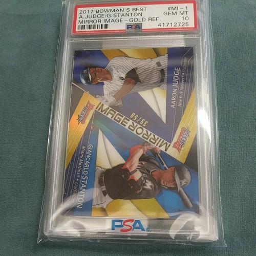 Giancarlo Stanton,  Aaron Judge [Gold Refractor] #MI-1 2017 Bowman's Best Mirror Image card