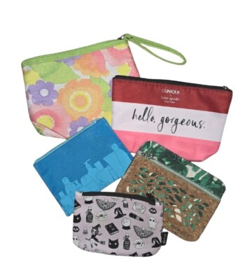 Lot Of 5 Travel Makeup Cosmetic Bags Kate Spade Clinique Biolage Valfre