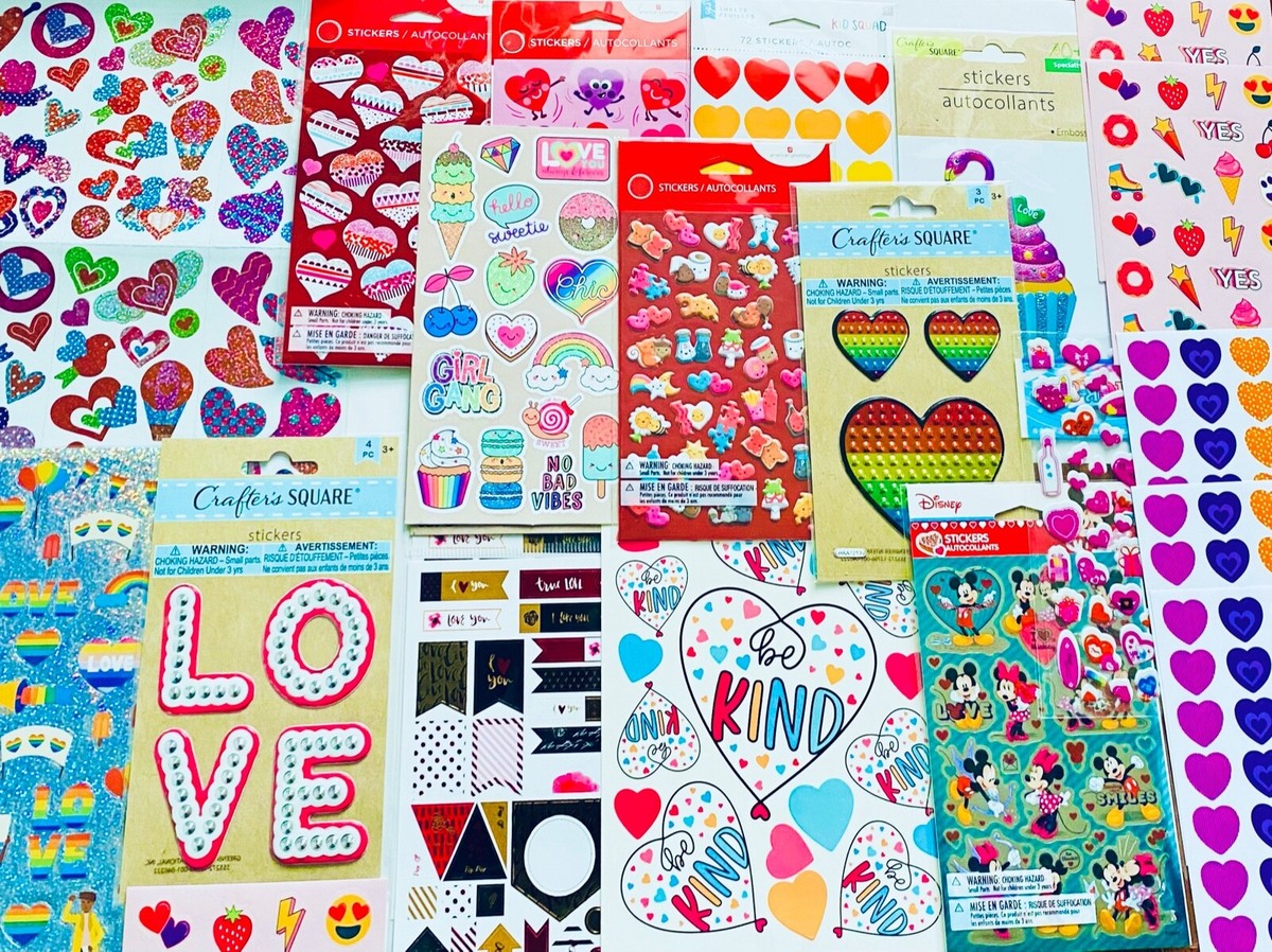 Special Lot 559+ Stickers! Themed Love Heart Flower Happy Smiley