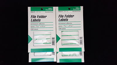 Office Essentials - LOT OF 4 - 06619 EFF-3G Green File Labels 9/16'' x 3 7/16''