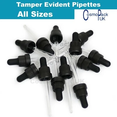 Wholesale Tamper Evident Pipette Bulk Glass Eye Dropper Aromatherapy Oils Liquid