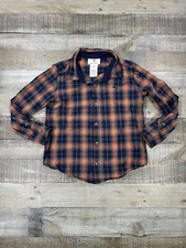 Tommy Bahama Shirt Boys Small 5-6 Blue Plaid Dress Casual Button Up Top Youth