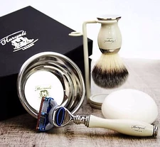 Complete 5pc Shaving Set | 5 Edge Razor  & Synthetic Brush | Mens Christmas Gift