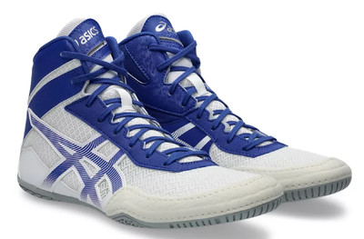 Asics Matcontrol 3 Wrestling Shoes - White/Storm Blue