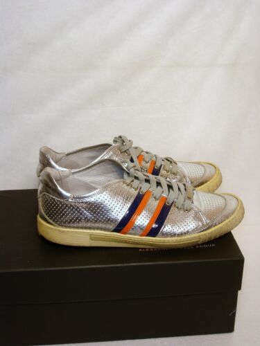 Alessandro Dell'Acqua Zapatillas Hombre 41 Laminado Plata Unisex Cuero - Imagen 2 de 10