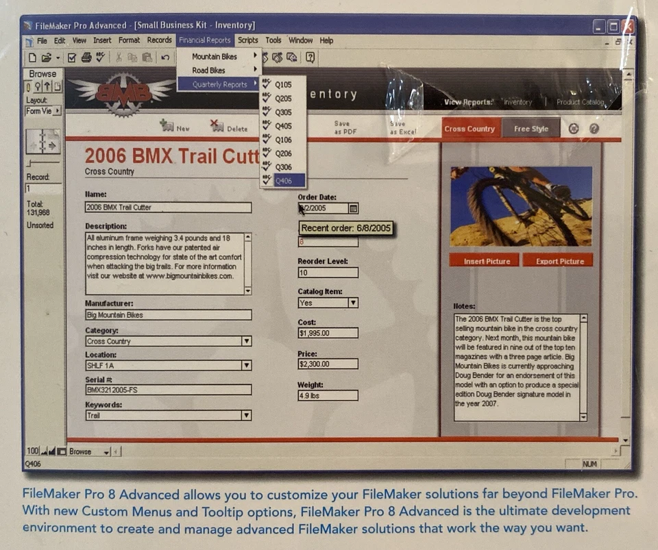 FILEMAKER PRO 8 ADVANCED SOFTWARE Windows Mac MULTILINGUAL ED. TD803LL/A NEW NIB - Image 4 of 4