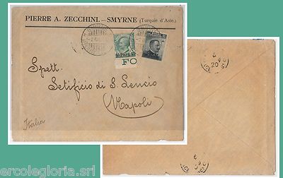 ITALIENISCHER LEVANT - POSTGESCHICHTE: LEVANTE # 10 + Izmir # 3 auf BÜSTE 1909