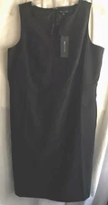 Mynt 1792 Women’s Dress Blk Polyester Vneck S/ Slv  K/L Sheath LBD Dress Size 16