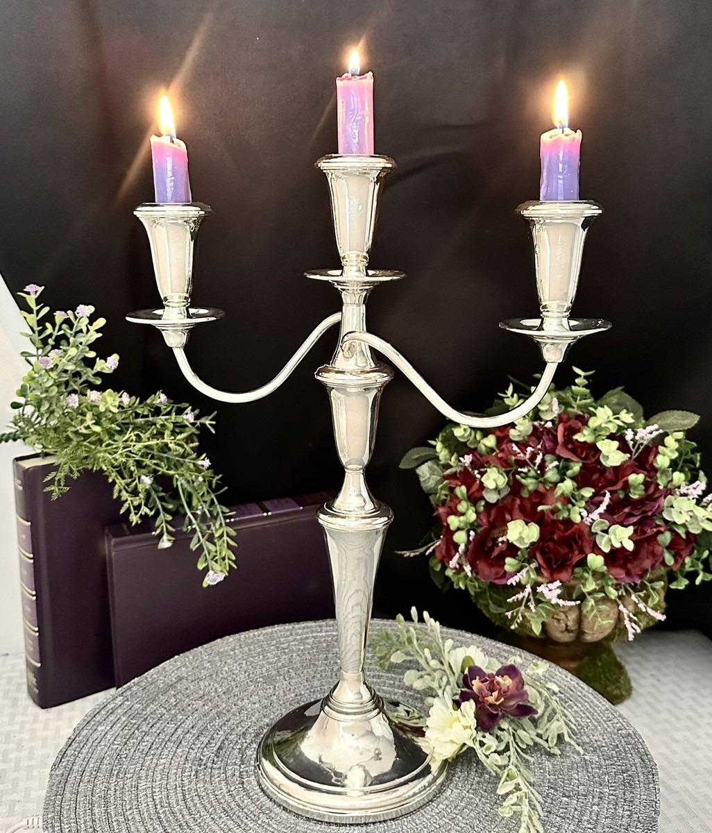 Sterling Silver Candelabra Reed & Barton Vintage Candle Stick Reed