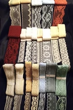 100 yard Lot Vintage & NOS Lace Edging Trims Eyelet Doll Crafts Multi Color