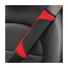 2PCS Car Seat Belt Cover, Carbon Fiber Seatbelt Shoulder Strap Black/Red