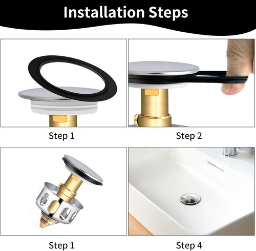 4 Stück Pop Up Stöpsel Waschbeckendichtung, 40 mm Badewannenstopfen Dichtring Universal Waschbecken Ablauf Basi - Bild 5 von 7
