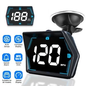 Digital GPS Speedometer Car HUD Head Up Display MPH KMH Compass Overspeed Alarm