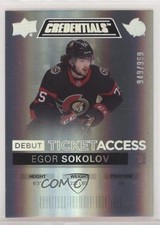 2021 Upper Deck Credentials Debut Ticket Access 949/999 Tier 1 Egor Sokolov 01ks