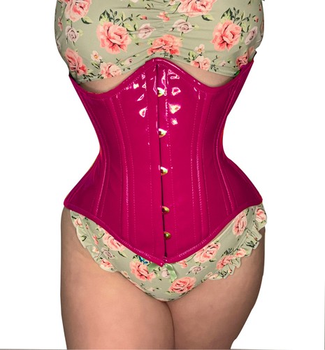 Costume sottobusto clessidra disossato acciaio resistente modellatore corpo corsetto PVC - Foto 5 di 11