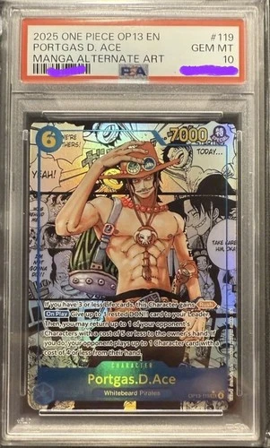 2025 One Piece Portgas D. Ace Manga OP13-119 PSA 10 ENGLISH #OP13-119 Blue Manga