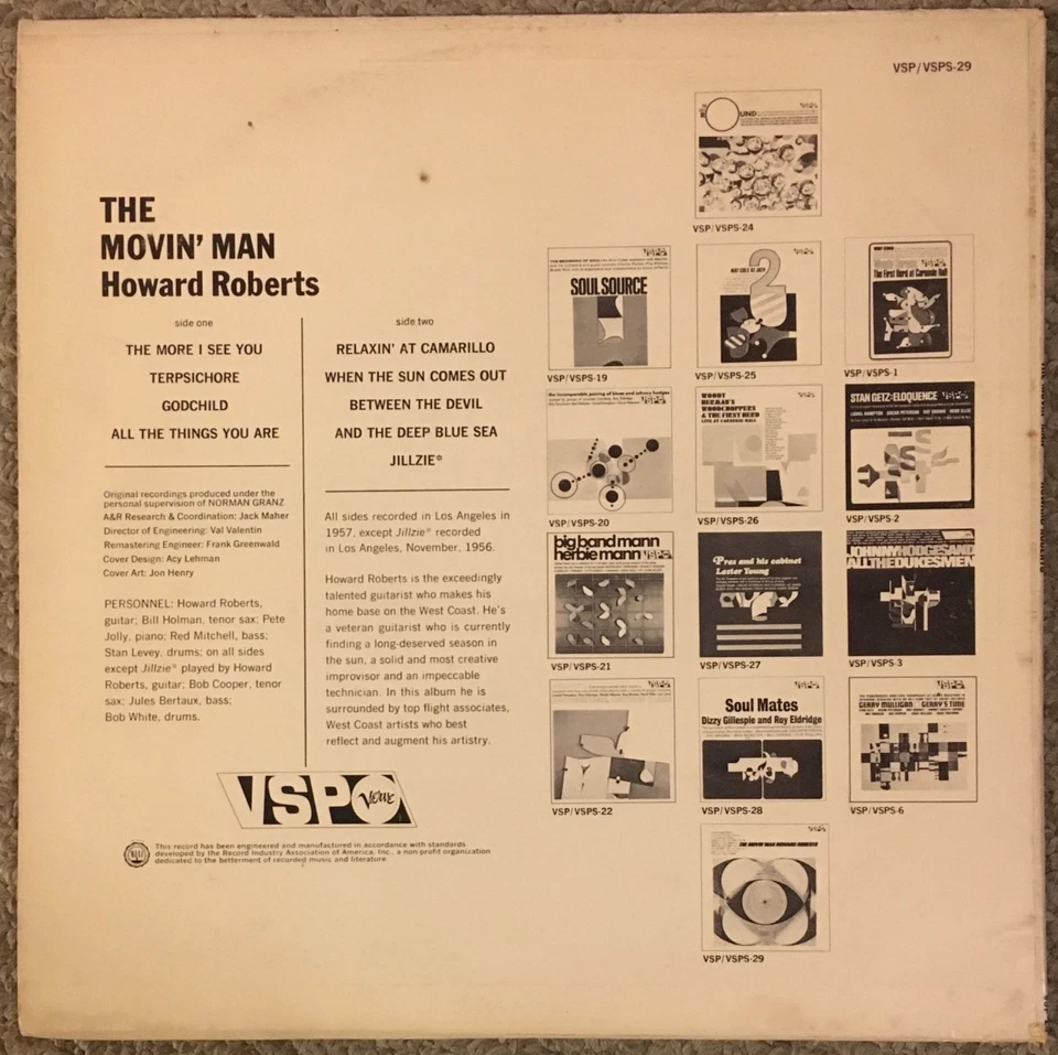 Howard Roberts - The Movin’ Man 1966 jazz LP on VSP, VSP-29 - deep groove labels - Image 2 of 4