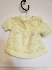 Vintage Novelty Knit Yellow Pink Flower Baby Swearer Shirt Acrylic Spring Summer