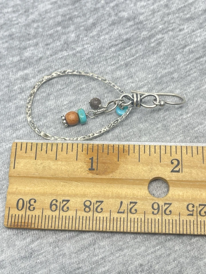 Silpada Plata de Ley 925 Madera Turquesa? "Pendientes colgantes de gancho con cuentas de 2""" Foto 4 de 4