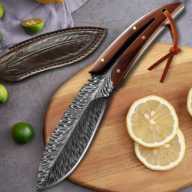 Utility Butcher Boning Bbq Knife Fillet Chef Cooking Meat Fish Fruit Wooden Hand