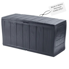 BAULE CASSAPANCA IN RESINA MULTIUSO 270LT CON MANIGLIE RUOTE DA ESTERNO GIARDINO