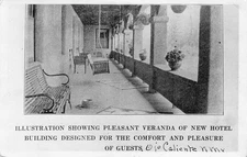 Ojo Caliente New Mexico Early RPPC of Veranda of New Hotel - Posted 1931