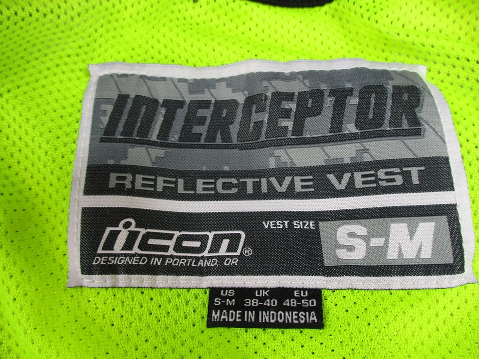 ICON Interceptor Reflective Vest Small Medium High Visibility Moto Safety Gear M - Image 4 of 4