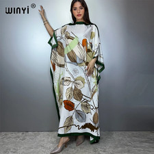 Printed Dresses for Women 2025 Fashion Design Loose Dress Batwing Maxi Long Femm