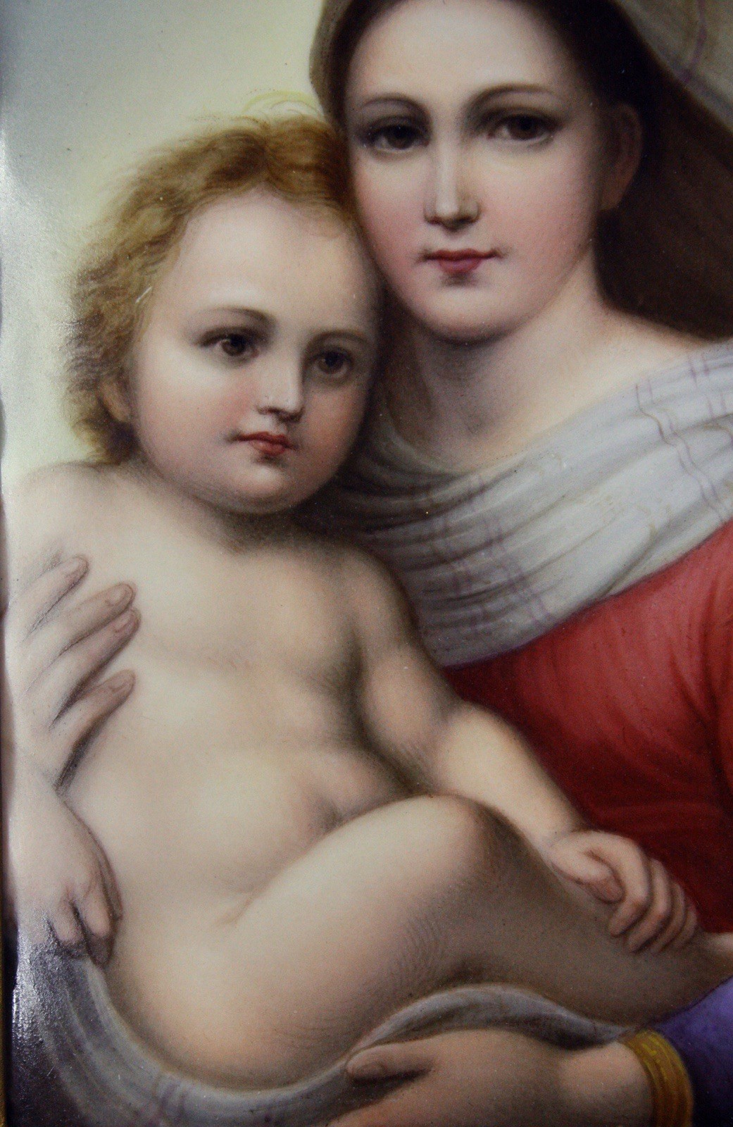 KPM Berlin marked Porcelain Plaque Raphael’s Sistine Madonna, Ornate gilt frame