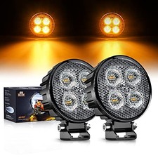2PCS 3Inch 12W Round LED Yellow Work Pods Driving Light 90  Flood Beam Amber