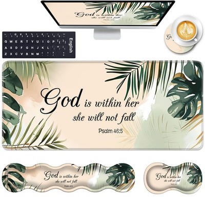 Large Desk Mat with Wrist Rest Set XL 31.5'' x 11.8'' Matcha Green - Pain Relief