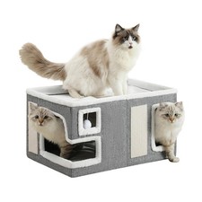 Large Cat Houses for Indoor Cats, Extra Wide Cat Cave Bed with Scratch Pad an...