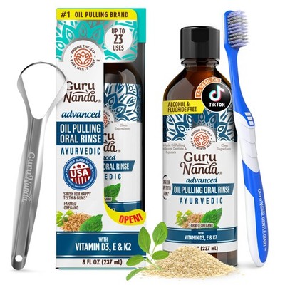 GuruNanda Advanced Oil Pulling Mouthwash for Enhanced 8 Fl Oz (Pack of 1 )