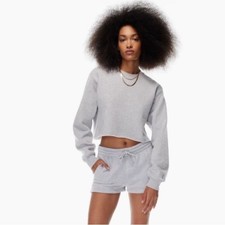Aritzia TNA Perfect Fleece Cropped Sweatshirt Raw Hem Size M