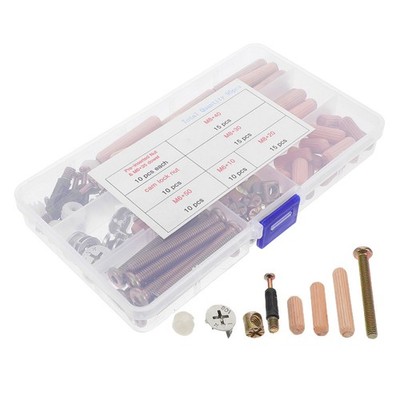 95 Pcs Bed Hardware Set Crib Screws Bolts Nuts and Wooden Dowels for Furniture