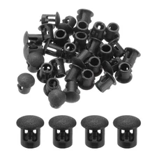 64Pcs 6mm(1/4') Black Nylon Plastic Round Locking Hole Plugs Insert End Caps