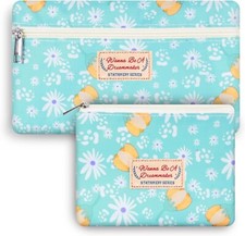 Set of 2 Large Capacity Pencil Case Portable Travel Gift Multifunctional Bag Set