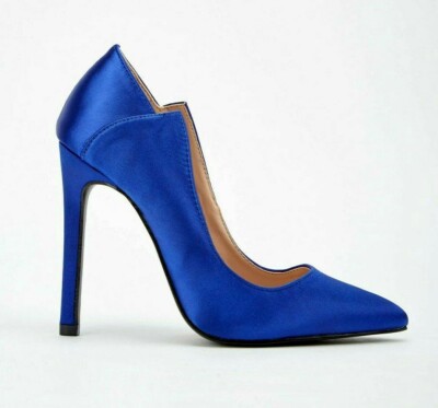 £36 LOST INK GR 3 4 BLAU SATIN HIGH HEEL BRAUT ANLASS PUMPS SCHUHE 36 37 NEU