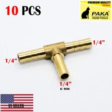 10 PC - 1/4 HOSE BARB TEE Brass Pipe 3 WAY T Fitting Thread Gas Fuel Water Air