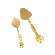 HIC Harold Import Co. Rose Demitasse Spoon & Cake Server Hostess Set (2 Pc.)