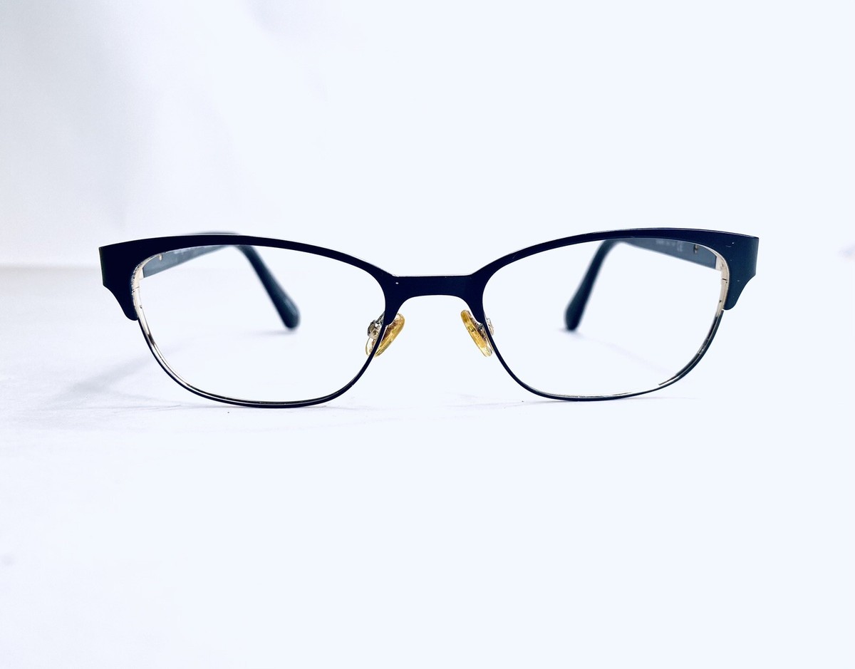 Kate Spade Black Gold Cat Eye Glasses W Floral Temples 