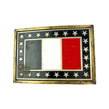 Vintage Flag of France Stars Red White Blue Metal Belt Buckle