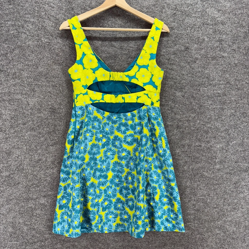 Nanette Lepone Solero Mujer 6 Azul Floral Midi Cuello en V Cremallera Sin Mangas Seda Foto 2 de 4