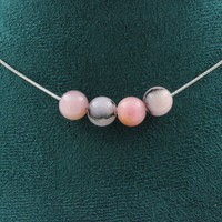 Mineralien Und Steine PréCieuses. Halskette 4 Perlen Opal Rosa 8 Mm. Kette In
