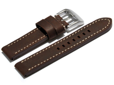 Uhrenarmband extra starkes massives echt Leder dunkelbraun 20mm 22mm 24mm