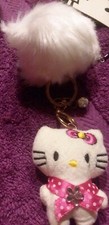 HELLO KITTY Charm, fob Key Chain, New POMPOM INCLUDED